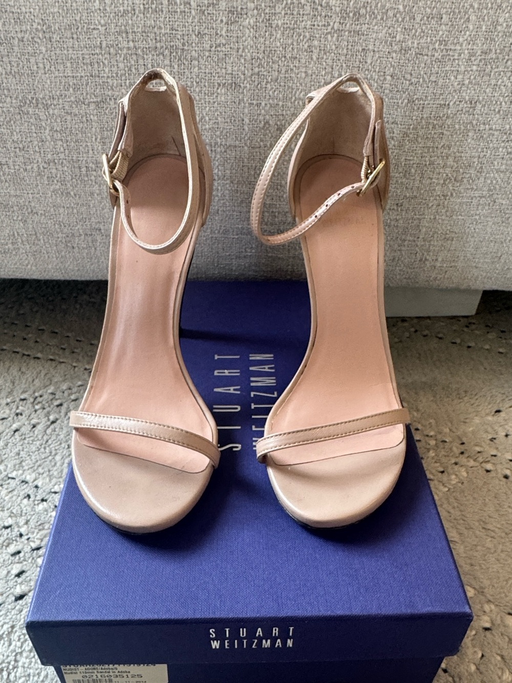 Stuart Weitzman Nudist 110 Sandal Adobe  Ankle-Strap Heels size 6